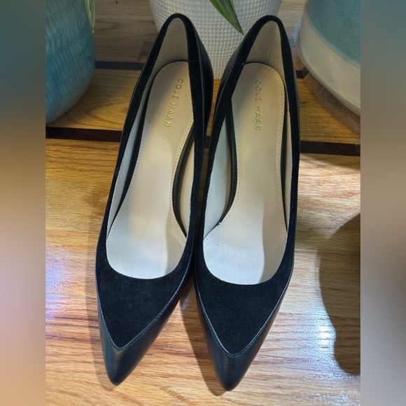 Cole Haan Valerie Pump Black Leather Suede Heels - Picture 6 of 10